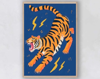 Electric Tiger Print: Trendy Eclectic Decor, Maximalist Wall Decor (Digital Download)