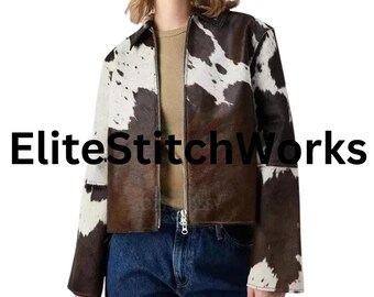 Handmade Hair-On Cowhide Leather Jacket Western Fashion Coat