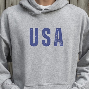 USA Hoodie USA Sweatshirt Simple United States of America Hoodie Gray Sweatshirt USA Gift Patriotic Hoodie