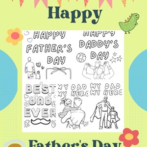 Páginas para colorir do Dia dos Pais para imprimir | Meu Pai, Meu Herói e Desenhos para o Feliz Dia dos Pais | Atividade divertida para crianças | Download em PDF | 5 páginas