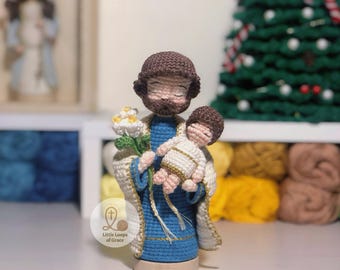 Saint Joseph Crochet Doll – Handmade Catholic Amigurumi Figure, Christian Father’s Gift, Holy Family Statue, Religious Decor