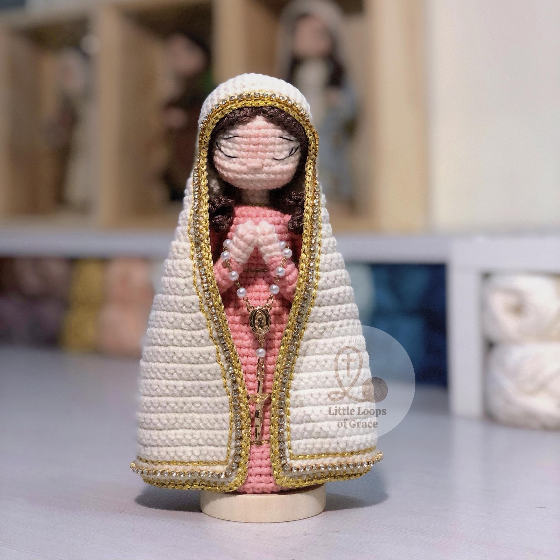 Pink Virgin Mary Crochet Doll – Catholic Amigurumi. Handmade