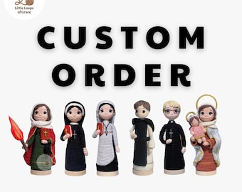 Custom Catholic Crochet Doll – Personalized Priest, Nun, or Saint, Handmade Faith Gift, Unique Christian Gift
