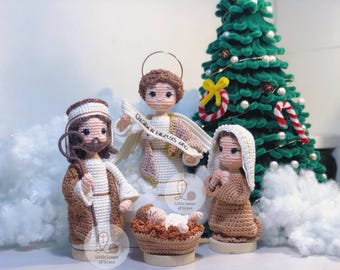 Gehaakte kerststal: handgemaakte katoenen kerststal