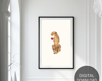Cheetah Love - Minimalistic Wildlife Art Print