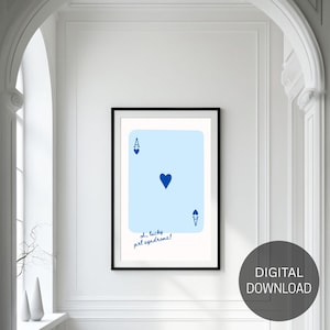Lucky Girl Syndrome Printable | Blue Ace of Heart Digital Art | Aesthetic Wall Decor | Manifestation Quote Print.
