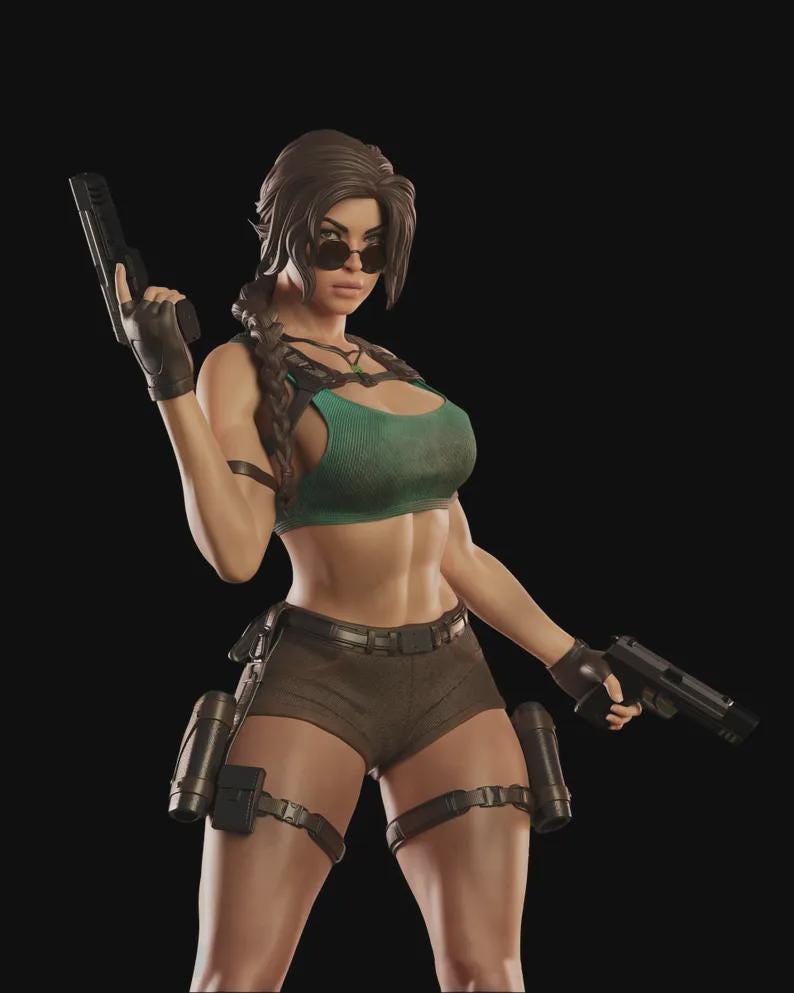 Lara Croft High quality STL File, 3D Digital Printing STL File for 3D Printers, Movie Characters, Games, Figures, Diorama
