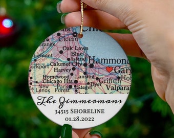 New House Gift, Custom City Map Christmas Ornament Gift, Personalized First Home Ornament Gift, Homeowner Gift, Our First Home Map Gift