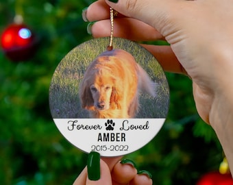 Pet Sympathy Gift, Custom Dog Memorial Ornament with Photo, Pet Remembrance, Christmas Dog Loss Gift, Personalized Dog Pet Lover Gift