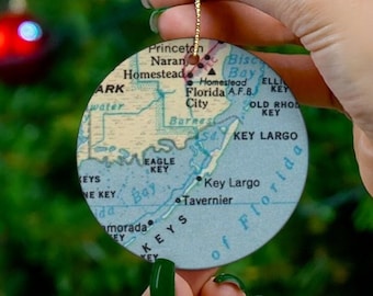 Key LargoOrnament, Key Largo Gift, Key Largo Christmas, Key Largo Map, Key Largo Vacation, Key Largo Trip, Key Largo Honeymoon Gift
