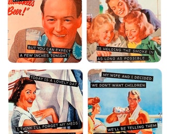 Sarcastic coasters gift, Coasters, Retro Sayings, Funny Gift, Housewarming Gift, Gift for Him, Brother Gift, Groomsmen Gift, Coworker Gift