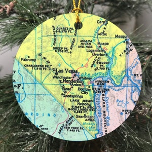 Las Vegas Ornament, Las Vegas Ornament, Las Vegas Gift, Christmas, Las Vegas Map, Las Vegas Vacation, Trip, Airbnb Décor, Las Vegas VBRO