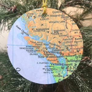 Vancouver Island Ornament, Vancouver Ornament, Vancouver  Gift, Vancouver Christmas, Vancouver Map, Vancouver Vacation, Vancouver Trip