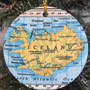 ICELAND Christmas Ornament, Gift, Christmas, Couple Gift, Map, Vacation, Trip, Honeymoon, Travel Gift