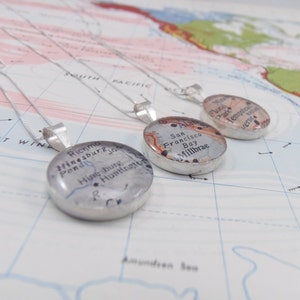 Personalisierte Landkarte Anhänger, Sie wählen den besonderen Platz im Herzen, Sterling Silber