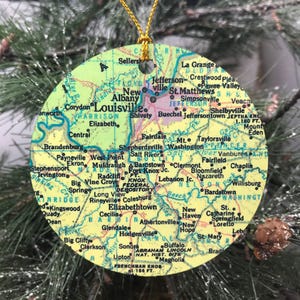 Louisville Kentucky Christmas Ornament, Bourbon Trail gift, Ornament, Gift, Christmas, Map, Vacation, Trip, Airbnb Décor, VBRO Gift