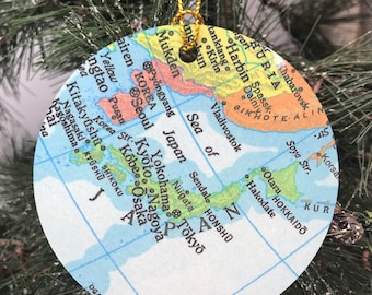 Japan Christmas Ornament, Gift, Christmas, Couple Gift, Map, Vacation, Trip, Honeymoon, Travel Gift