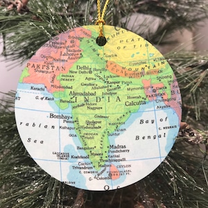 India Ornament, Gift, Christmas, Couple Gift, Map, Vacation, Trip, Honeymoon, Travel Gift