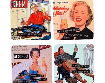 Sarcastic coasters gift, Coasters, Retro Sayings, Funny Gift, Housewarming Gift, Gift for Him, Brother Gift, Groomsmen Gift, Coworker Gift
