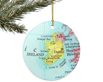 Ireland Ornament, Ireland Christmas Gift, Gift, Christmas, Couple Gift, Map, Vacation, Trip, Honeymoon, Travel Gift