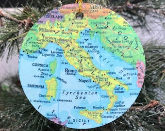 Italy Map Christmas Ornament, Gift, Christmas, Couple Gift, Map, Vacation, Trip, Honeymoon, Travel Gift