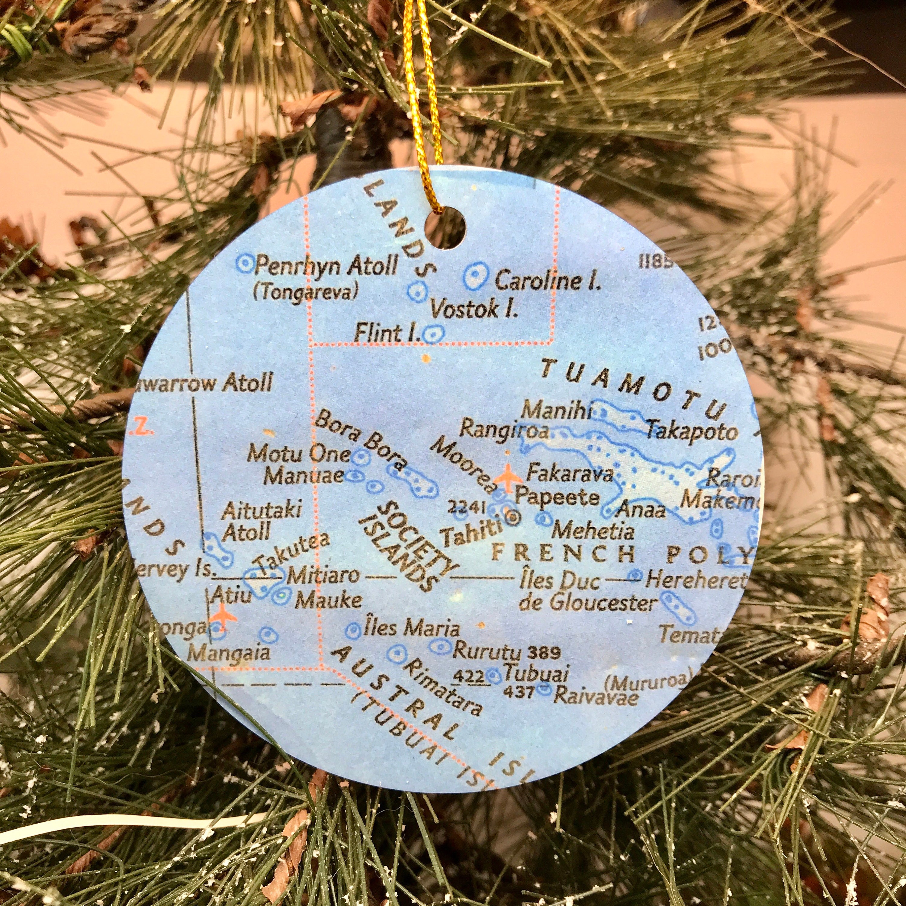 Bora Bora Tahiti Map Christmas Ornament Gift Christmas