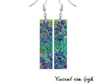 Van Gogh Vintage Artist Earrings, Iris Earrings, Gift for Artist Woman, Art Lover Gift, Student Gift, College Student, Wearable Art Earring