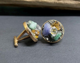 FAMILY Birthstone Cufflinks, Simple and Elegant, Gift for Dad, Gift for Grandpa, Fathers wedding gift, Anniversary Gift,