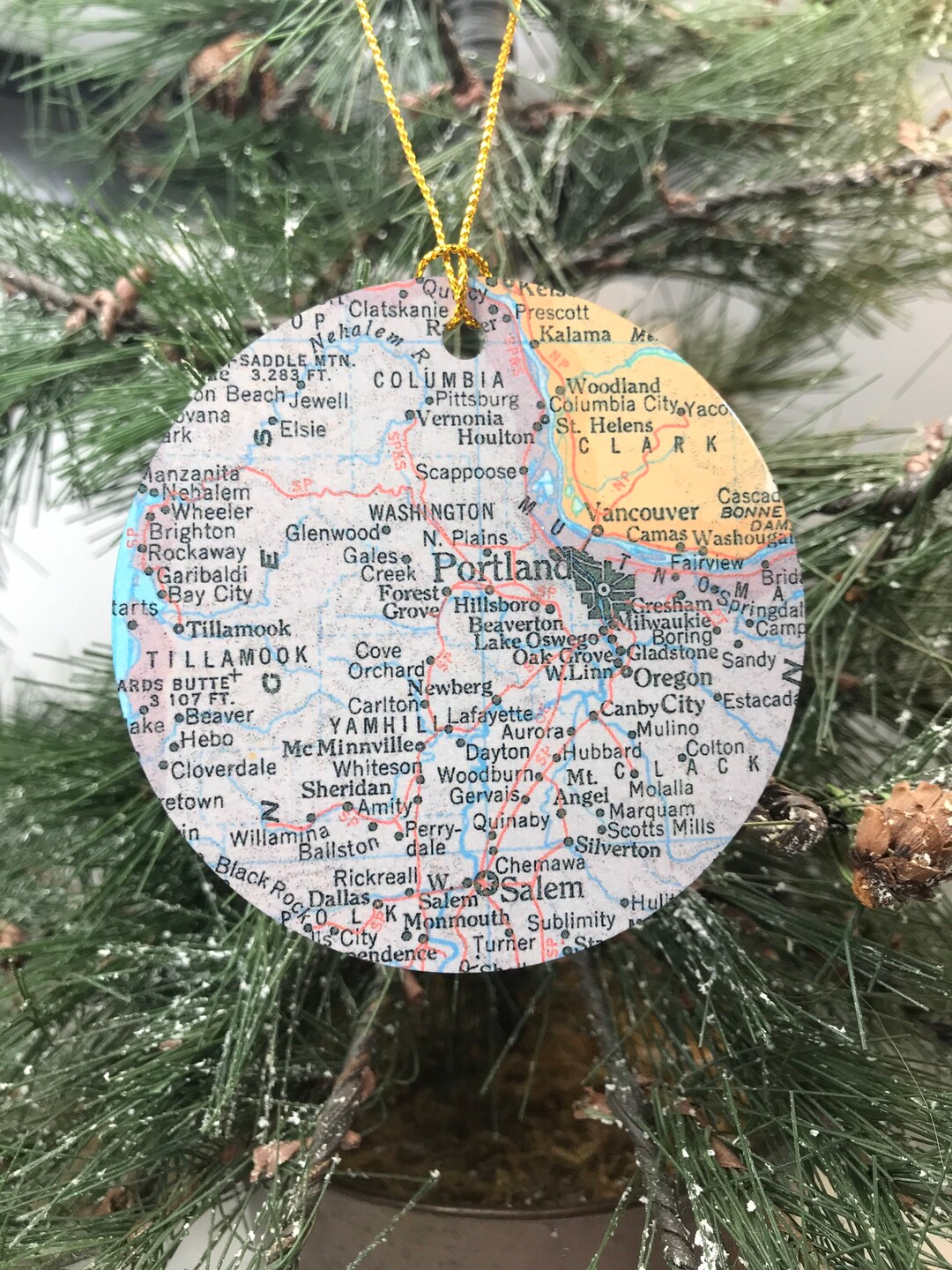 Portland Map Ornament Portland Ornament Portland Gift Etsy
