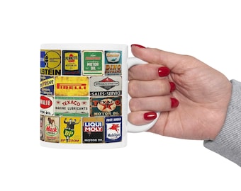 Mechanic Tire Motor Oil Ceramic Mug, Car Collector Gift Cup, Engine Oil Tea Cup, Auto Lover Coffee Mug, Vehicle Maintenance Gift, Dad Gift