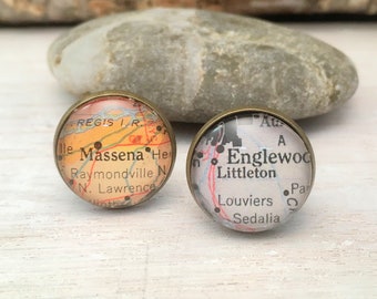 Personalized Custom Map Cufflinks, Antique Bronze