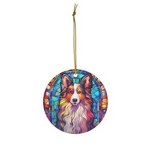 Shetland Sheepdog Ornament,  Dog Gift, Shetland Sheepdog Gift, Stained faux Ornament, Gift for Shetland Sheepdog Owner