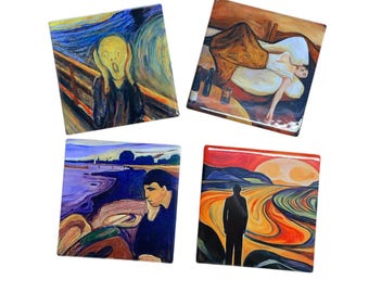The Scream Drink Coaster,e Artist Gifts, Gift for Her, Housewarming Gift, Gift for Mom, O'KEEFFE Coasters, Edvard Munich, The Scream Gift