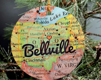 Choose your STATE, City  Map Christmas Ornament, Personalized Customized Ornament, Magnet, Mug options.