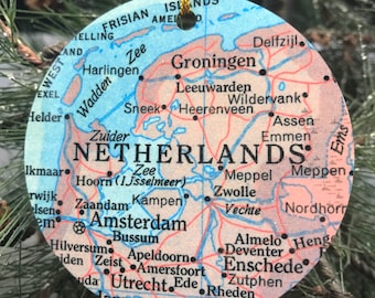 NETHERLANDS Christmas Ornament, Gift, Christmas, Couple Gift, Map, Vacation, Trip, Honeymoon, Travel Gift