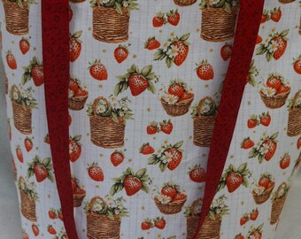 Market Tote Bag Farmer's Market Bag Reservable tote Purse Handbag Strawberry Tote Bag