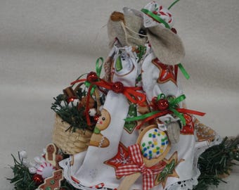 Handmade Felt Gingerbread Mouse Doll, Kitchen Decor