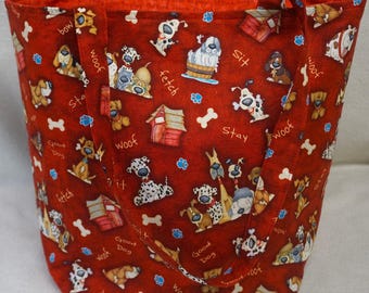 Dog Market Tote Bag Handmade Tote with Dogs
