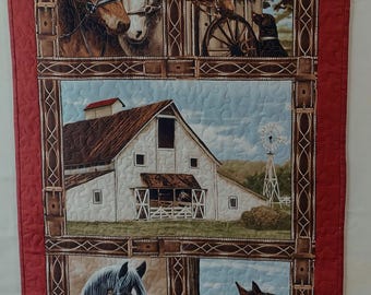 Horse wall quilt, Farm Home Decor, Horse quilt Barn quilted wall hanging, Horse Home Decor