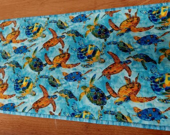 Sea Turtle Table Runner, Ocean themed home decor, Handmade table Runner