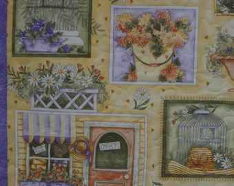 Floral Garden Quilted Wall Hanging, Handmade wall quilt, floral table topper
