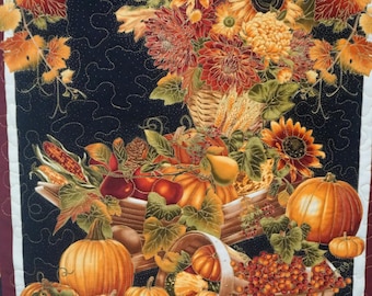 Fall Sunflower handmade wall art Quilted wall hanging for Fall fiber art Seasonal Home Decor