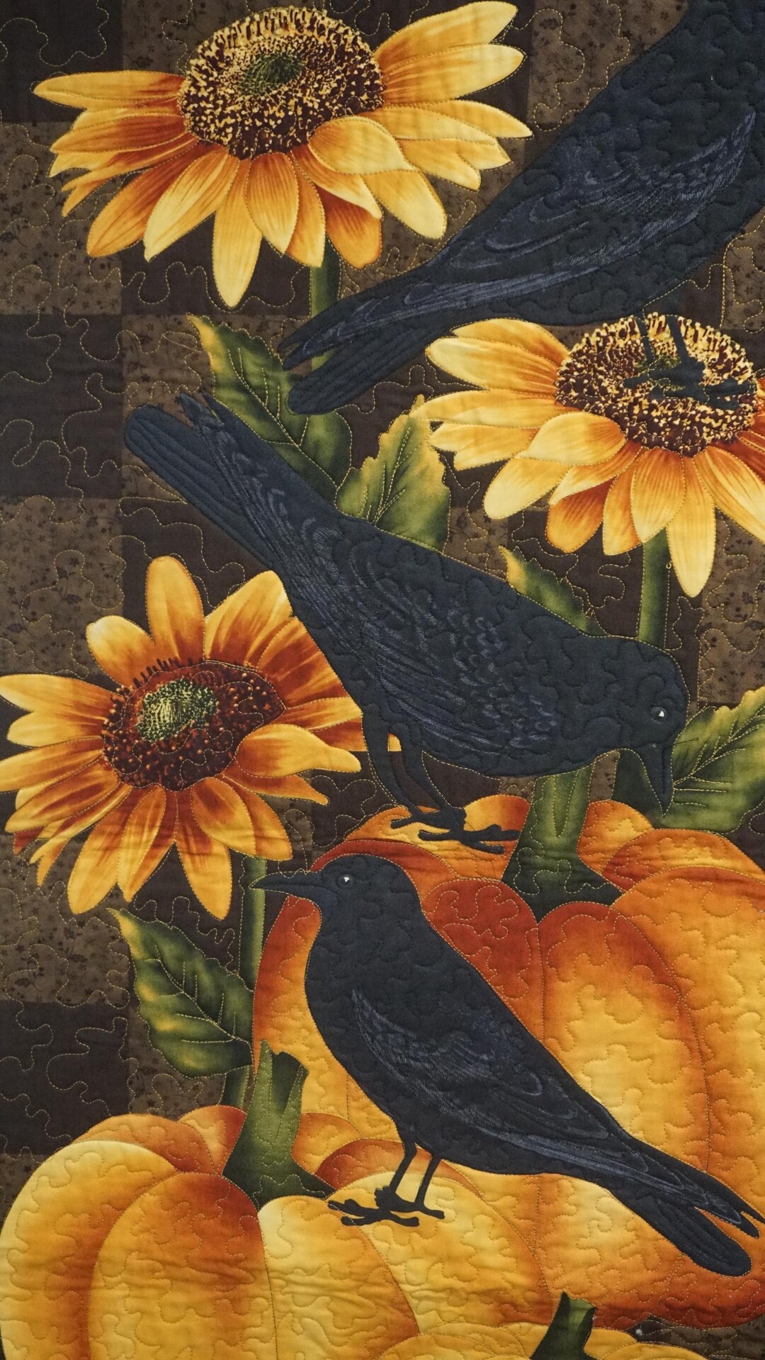 Wall Quilt Fall Quilts Pumpkins Crows Fall Home Decor Handmade Wall ...