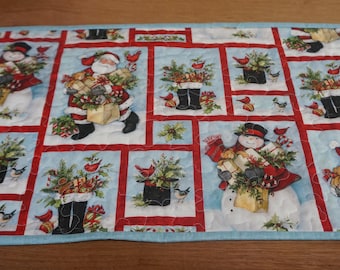 Christmas Santa Snowman Table Runner Handmade Winter Christmas home decor