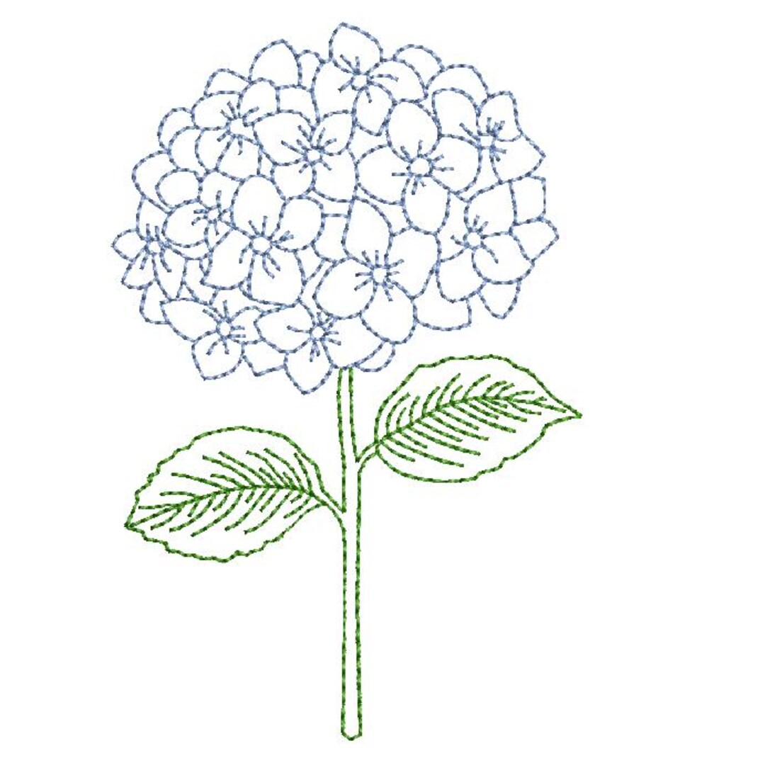 Hydrangea File Embroidery File Hydrangea Lineart New 2 Sizes, Instant Download - Etsy