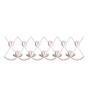Tulip Border Classic Smocking Style Embroidery Design 2 Sizes