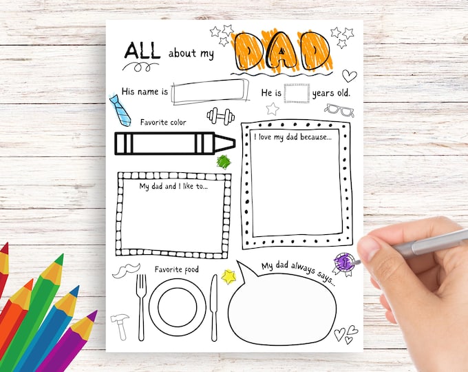 All About My Dad | Letter to My Dad | Coloring Fill in the Blank Sheets ...