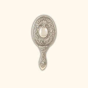 Vintage 925 Sterling Silver Hand Mirror – Ornate Floral Embossed Vanity Mirror with Rococo Design and Collectible Antique Charm