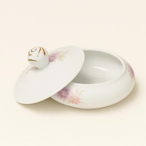 Vintage Limoges France Porcelain Trinket Box with Lid – Angelique Floral Design and Gold Gilded Rose Handle
