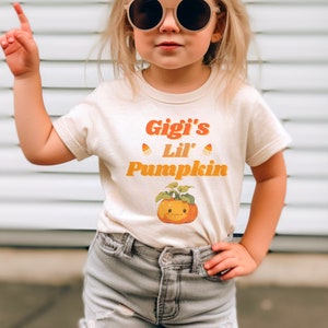 Gigi&#39;s Lil Pumpkin Shirt for Halloween, Gigis Little Pumpkin Toddler TShirt, Fall Clothes for Toddler Thanksgiving Baby Girl Gift